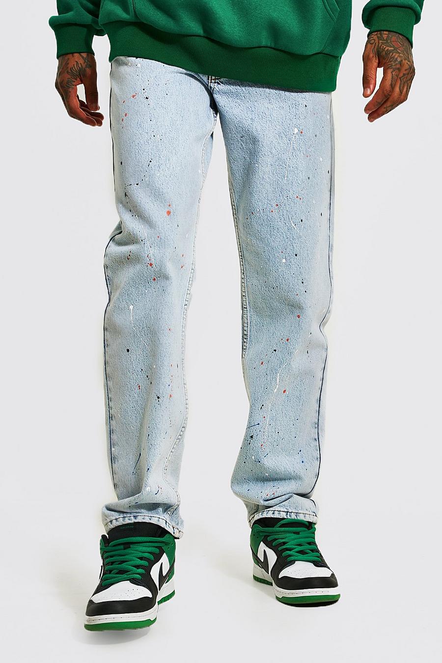 Ice blue Relaxed Fit Rigid Paint Splatter Jean image number 1