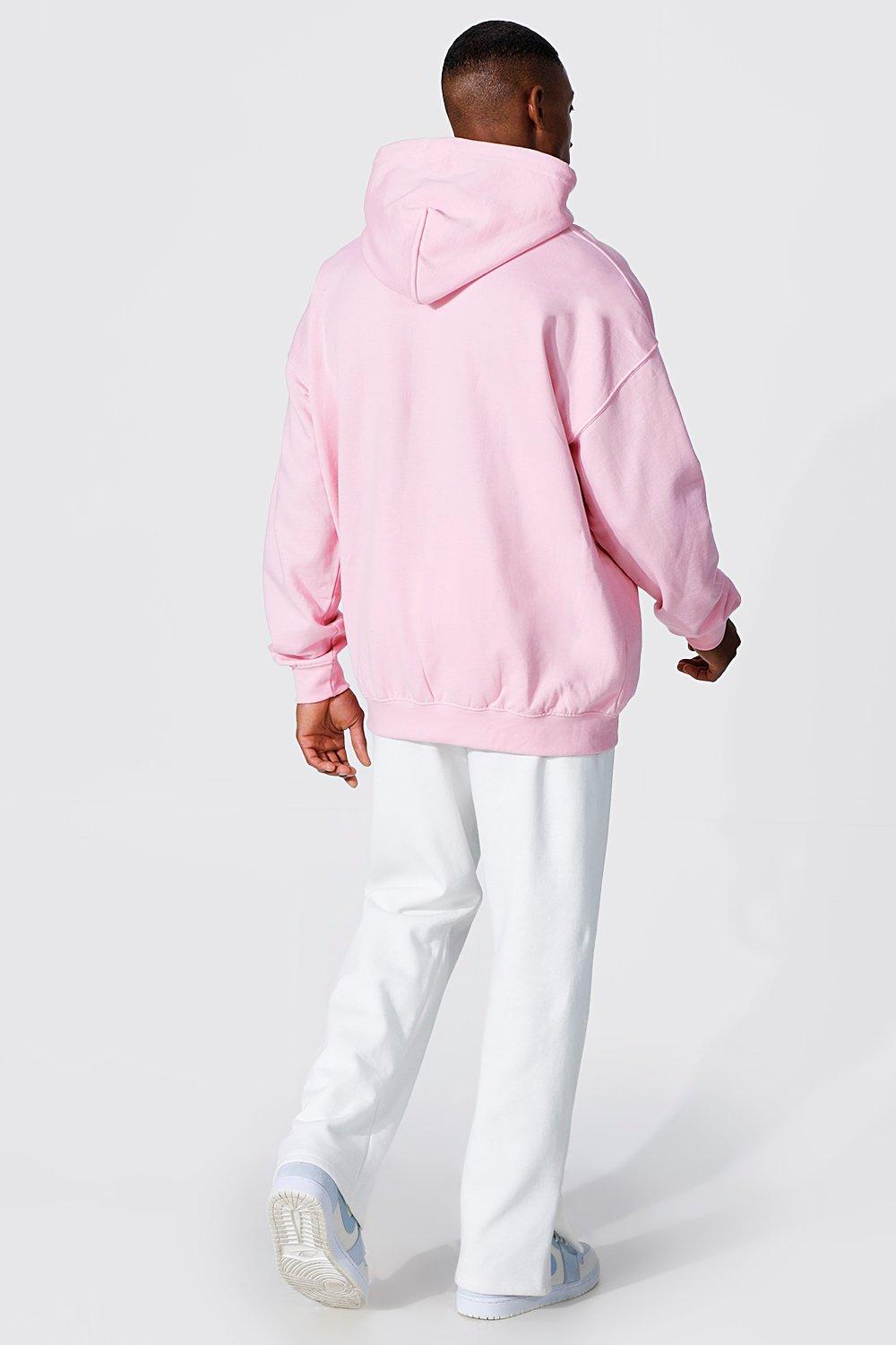 Mens Pink Oversized Hoodie