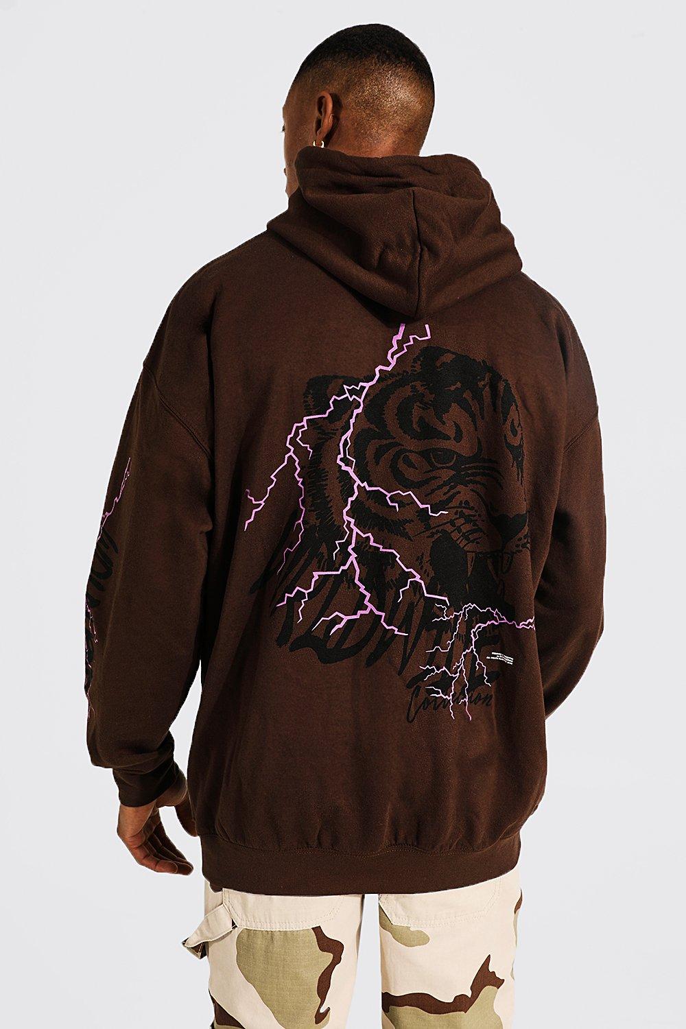 brown graphic hoodie mens