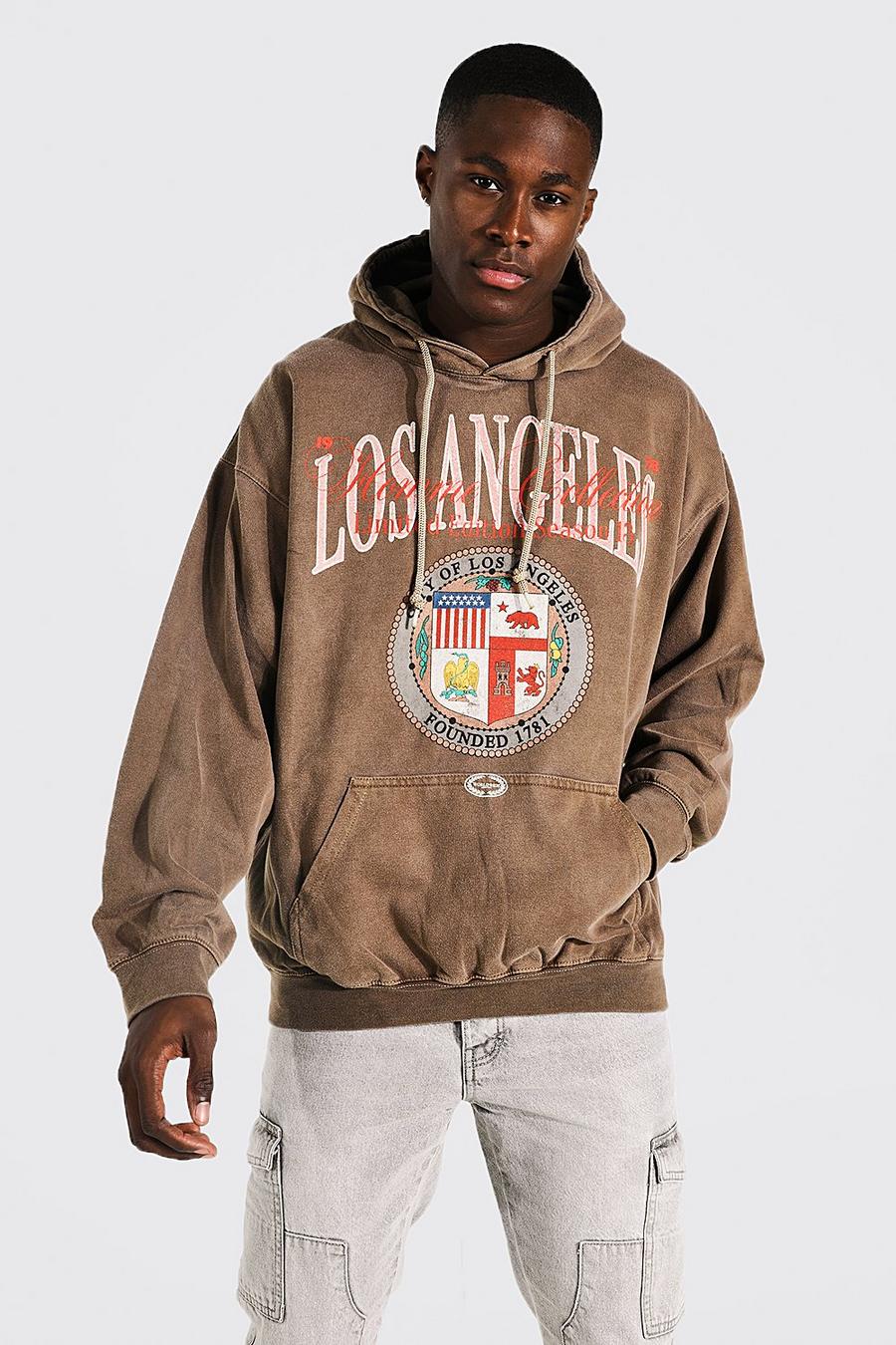 Chocolate Los Angeles Oversize överfärgad hoodie image number 1