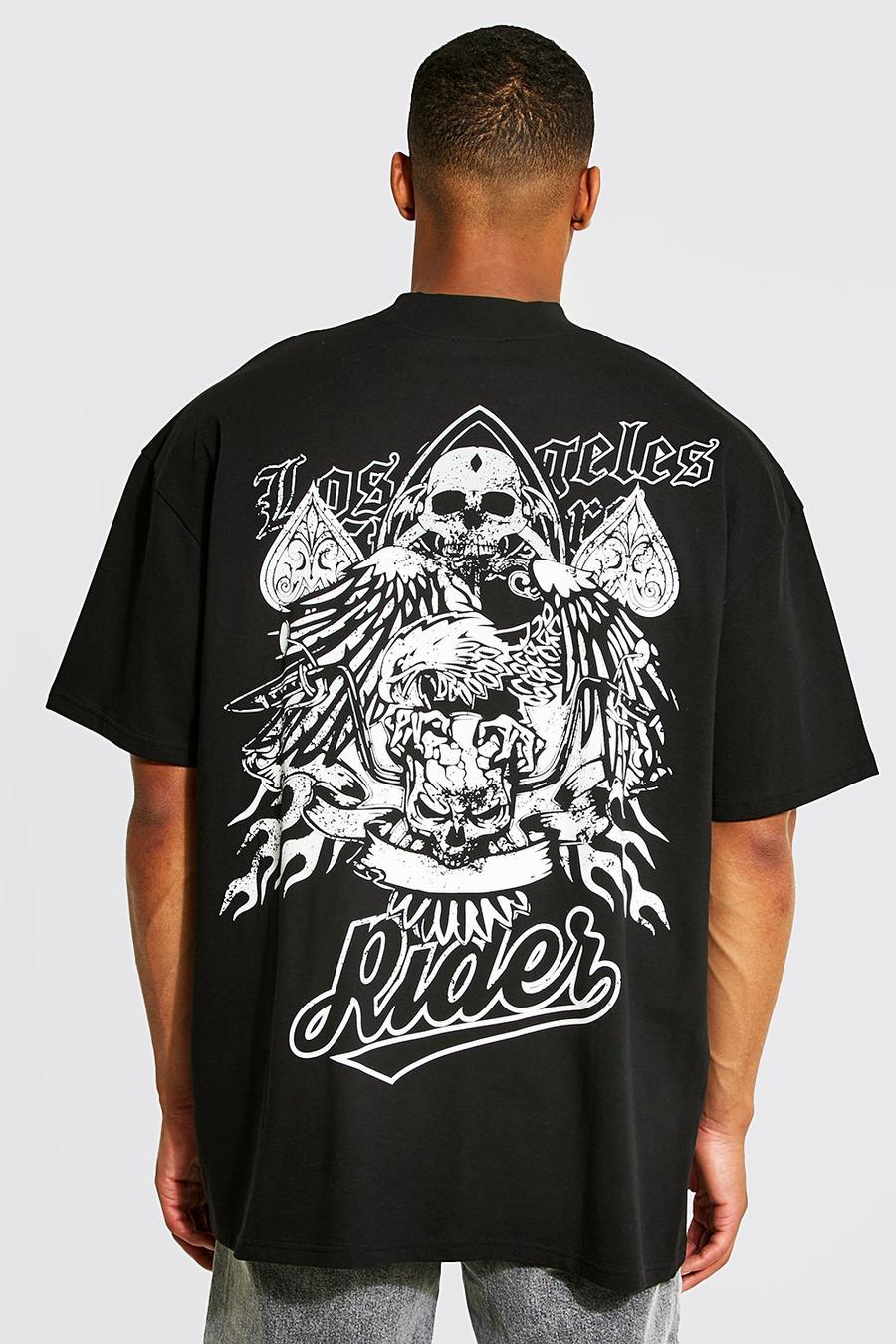 Black Tall Skull T-shirt With Extended Neck image number 1