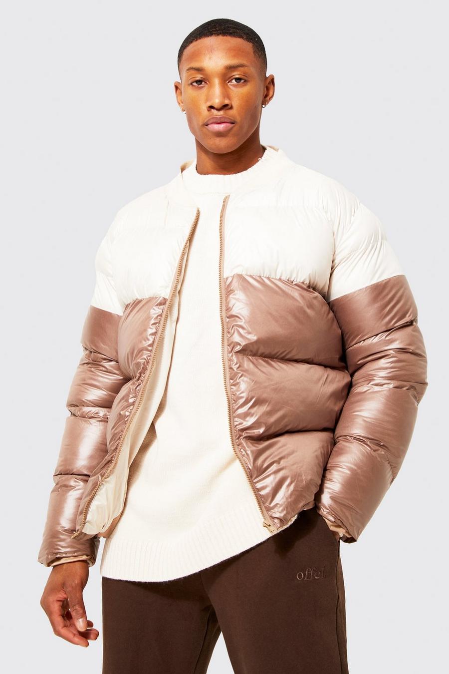 Ecru blanc Spliced Quilted Bomber