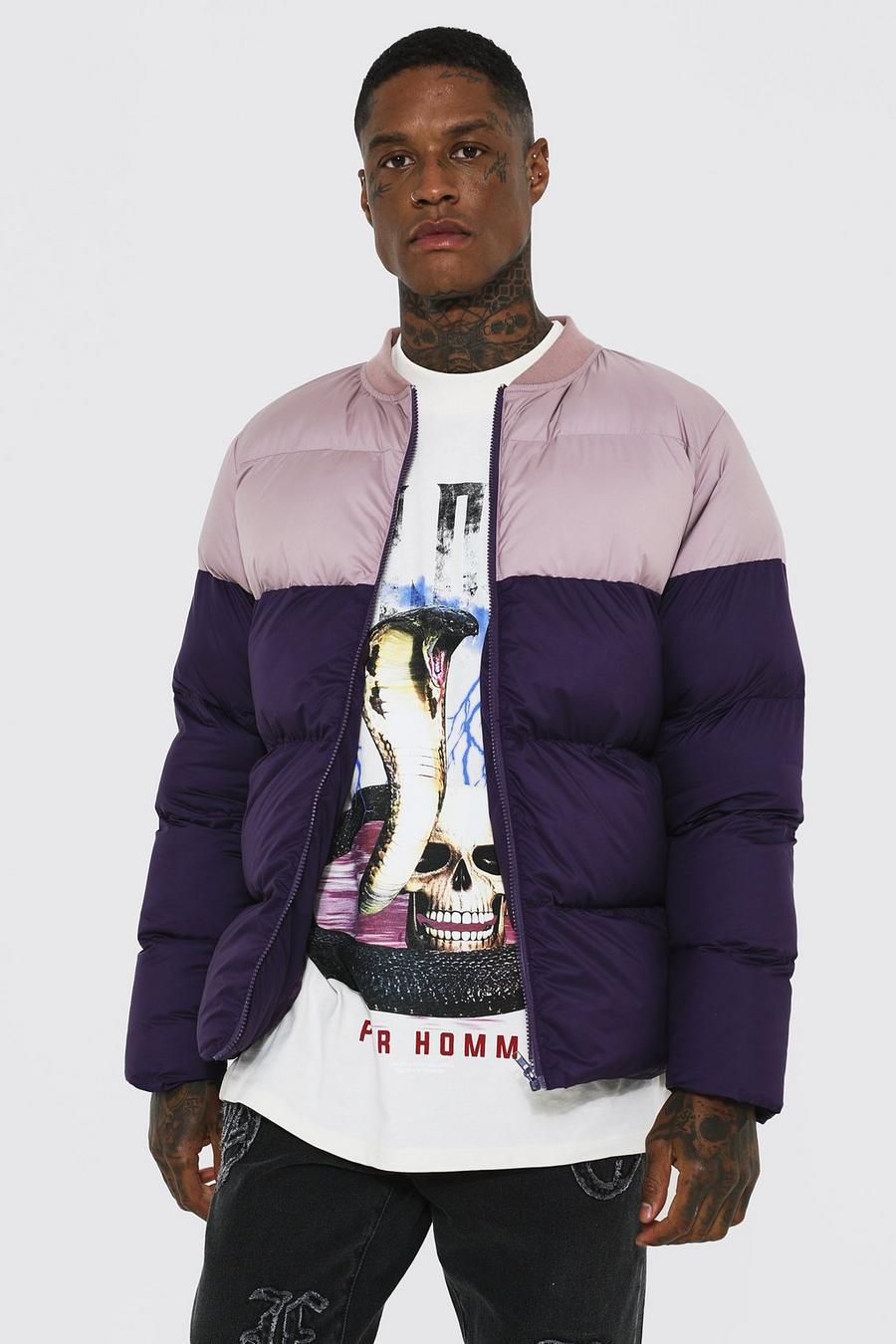 Doudoune bicolore style bomber, Lilac image number 1