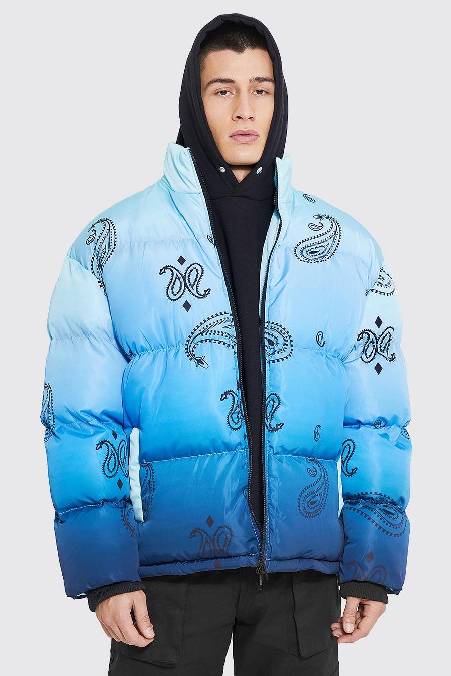 Blue Oversized Dip Dye Paisley Puffer image number 1