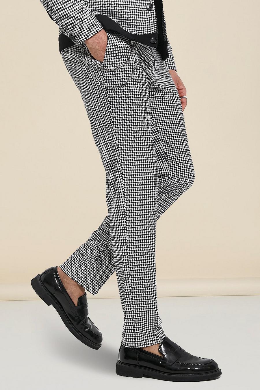 Black Check Skinny Trouser With Contrast Waistband image number 1