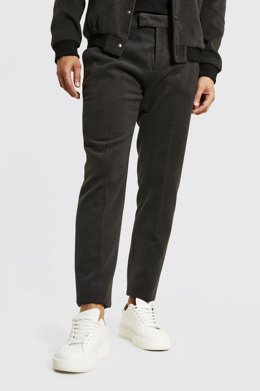 Pantaloni Smart Slim Fit in tinta unita, Charcoal image number 1