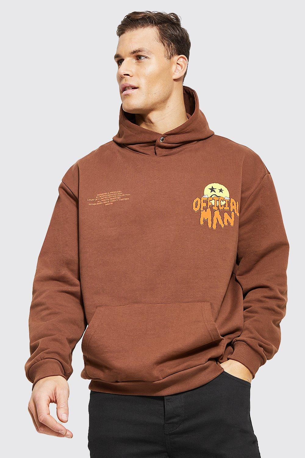 Men s Tall Official Face Loopback Hoodie Boohoo UK