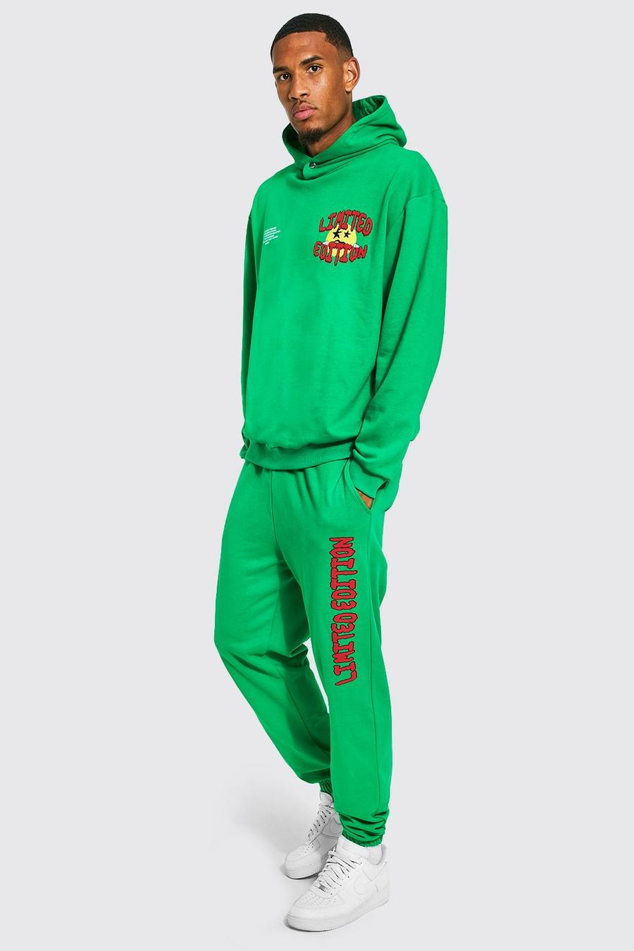 Green Tall Official Loopback Hooded Tracksuit image number 1