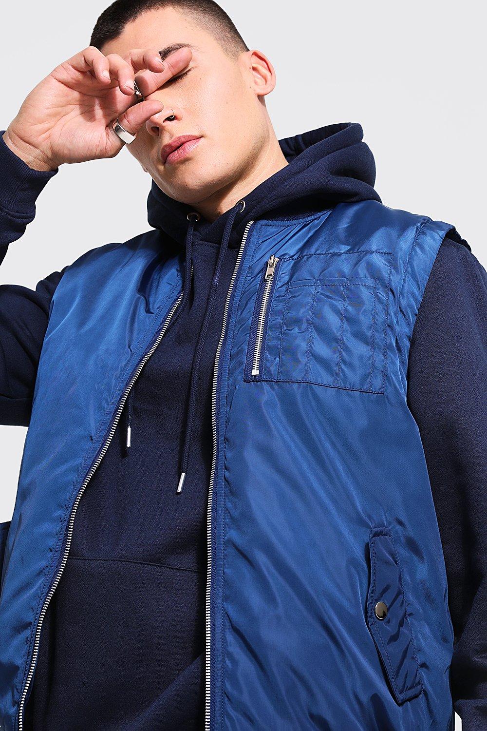 Mens sleeveless 2025 bomber jacket