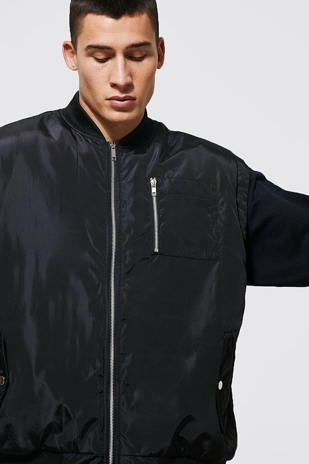 Men's black clearance oversized bomber jacket