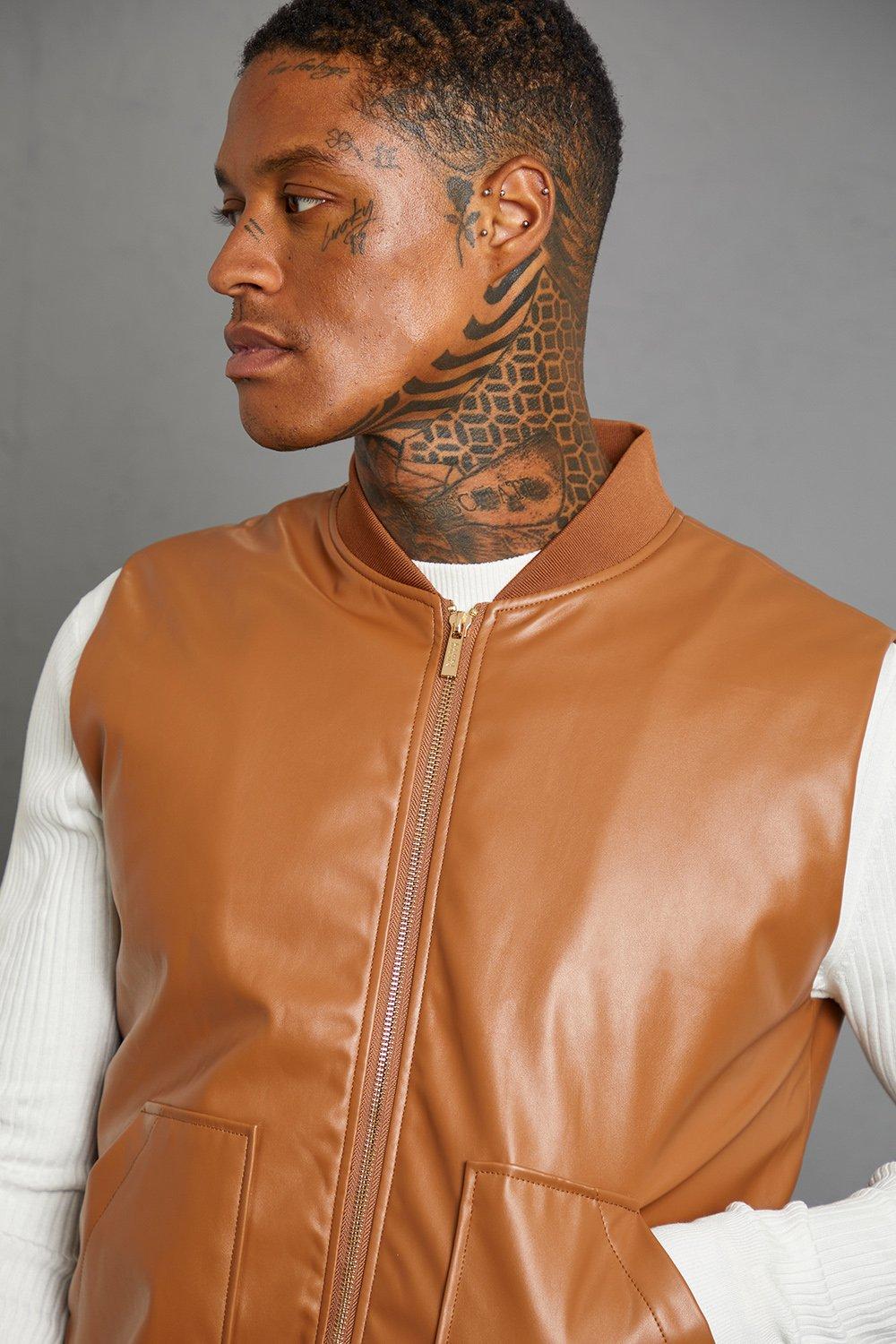 Sleeveless leather jacket hot sale with hood