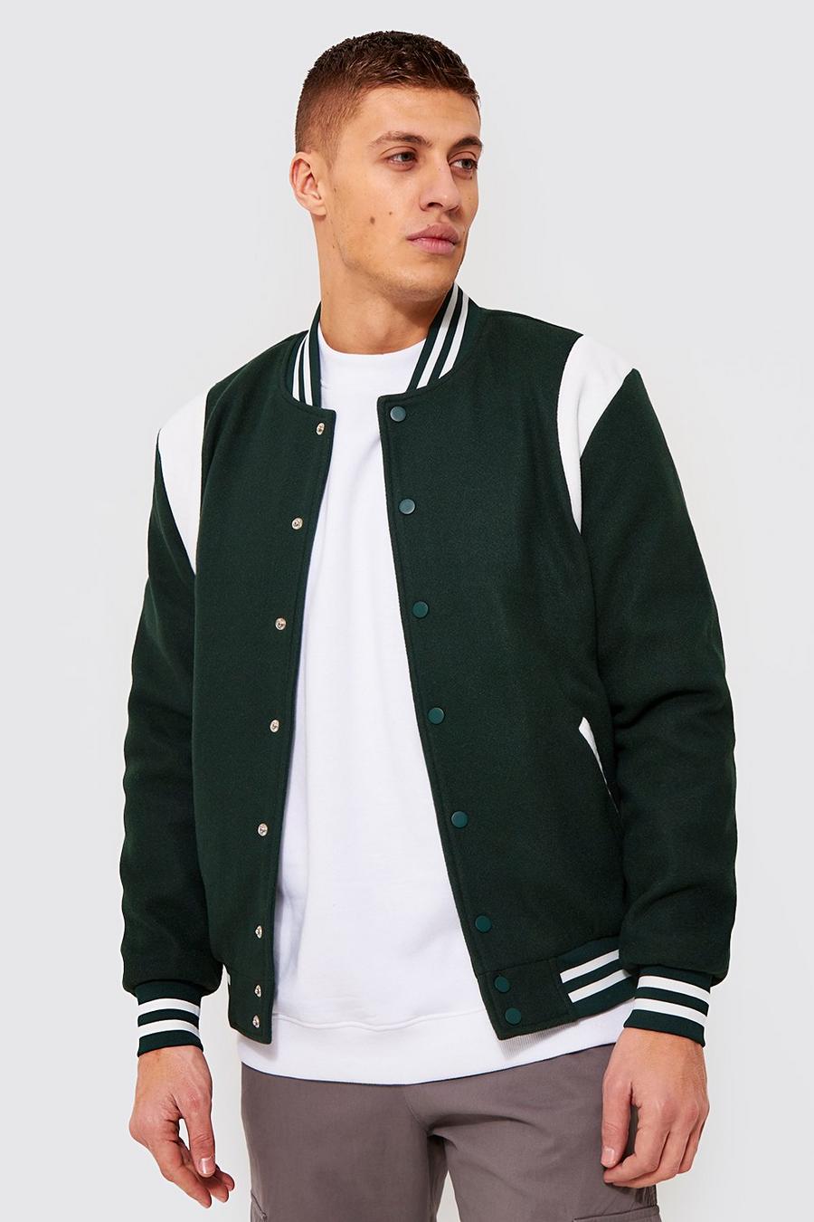 Forest Melton Bomber With Shoulder Panels And Sports image number 1