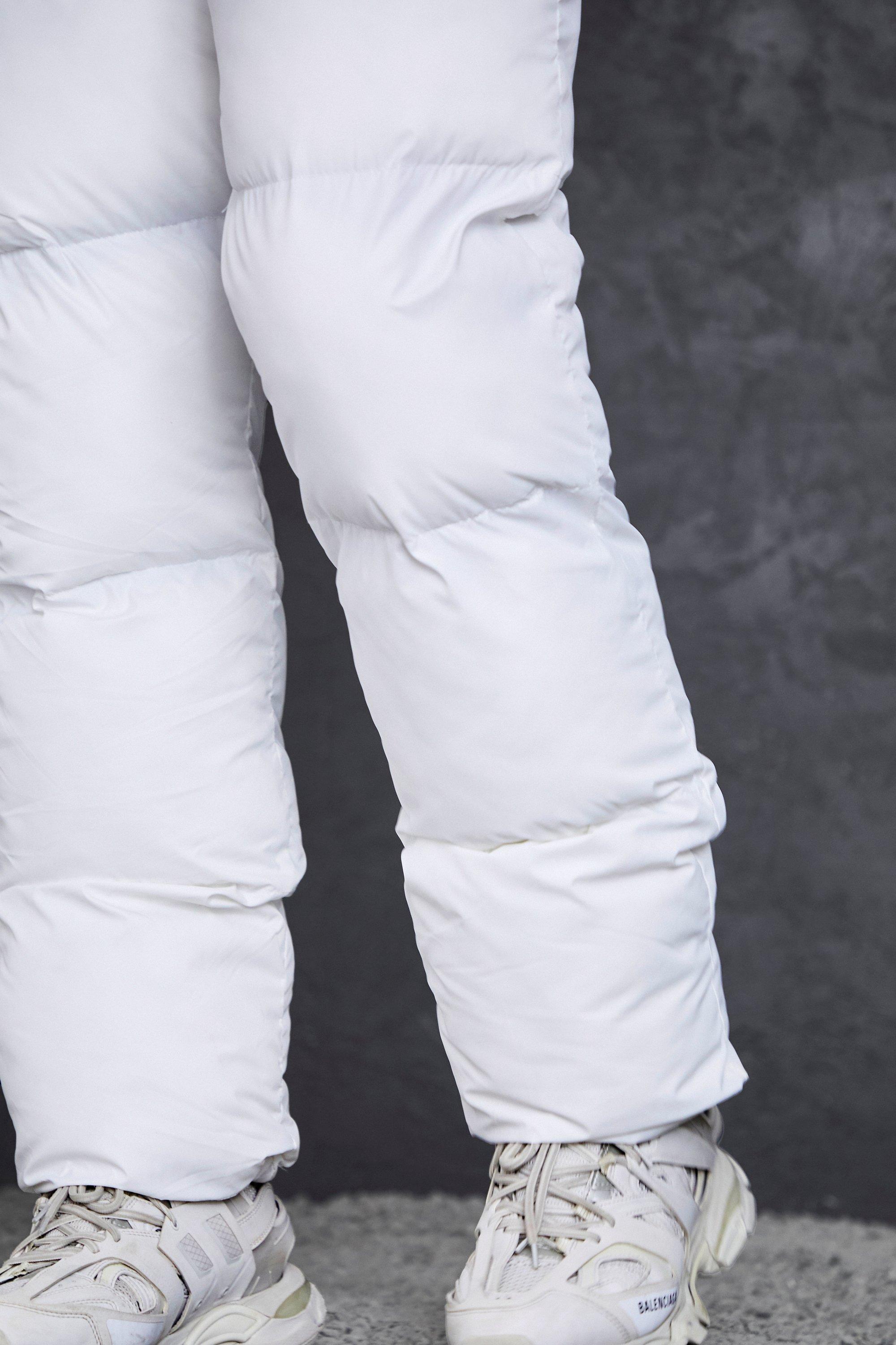 Elastic Waist Straight Puffer Panel Trouser