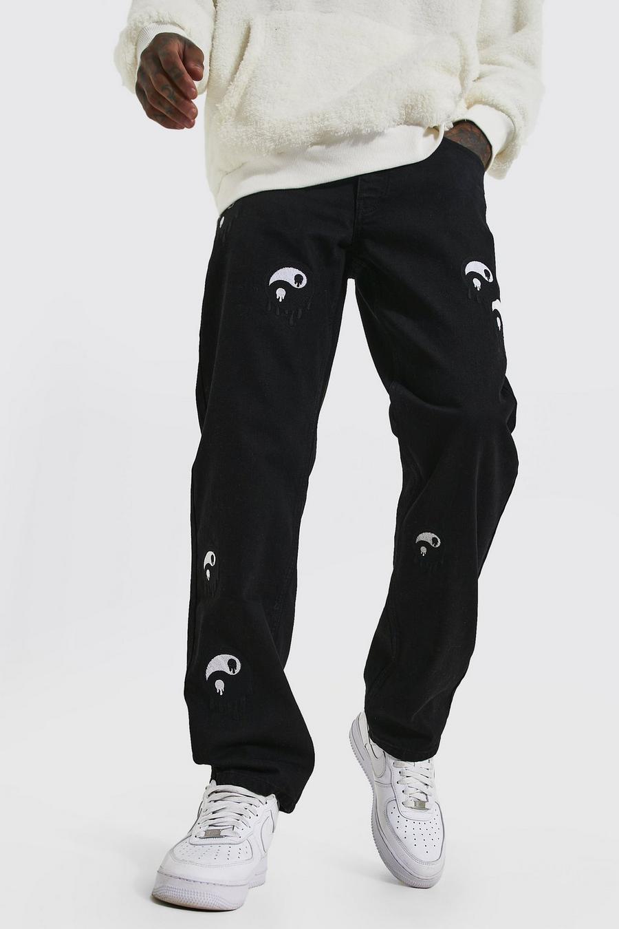 True black Relaxed Fit Rigid Yin & Yang Jeans image number 1