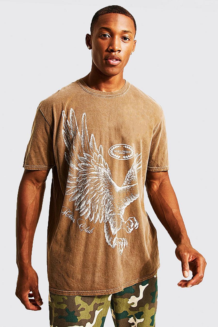 Chocolate Oversize överfärgad t-shirt med örn image number 1