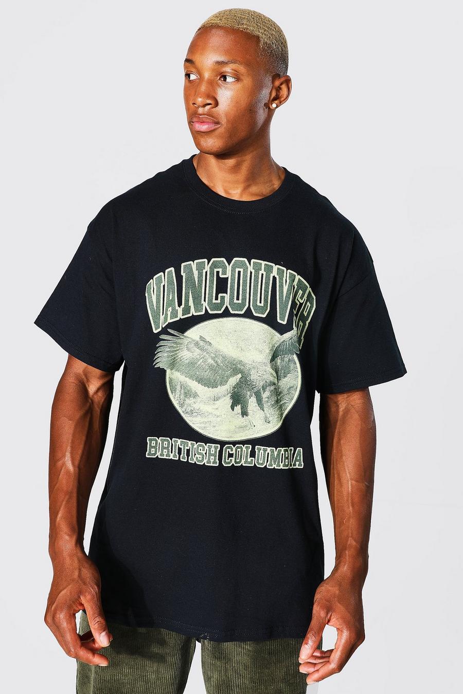 Black Vancouver Oversize t-shirt i varsitystil image number 1