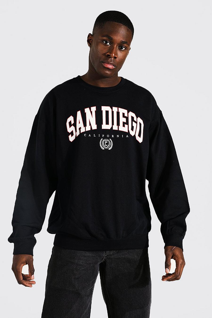 Black Oversized San Diego Varsity Sweatshirt