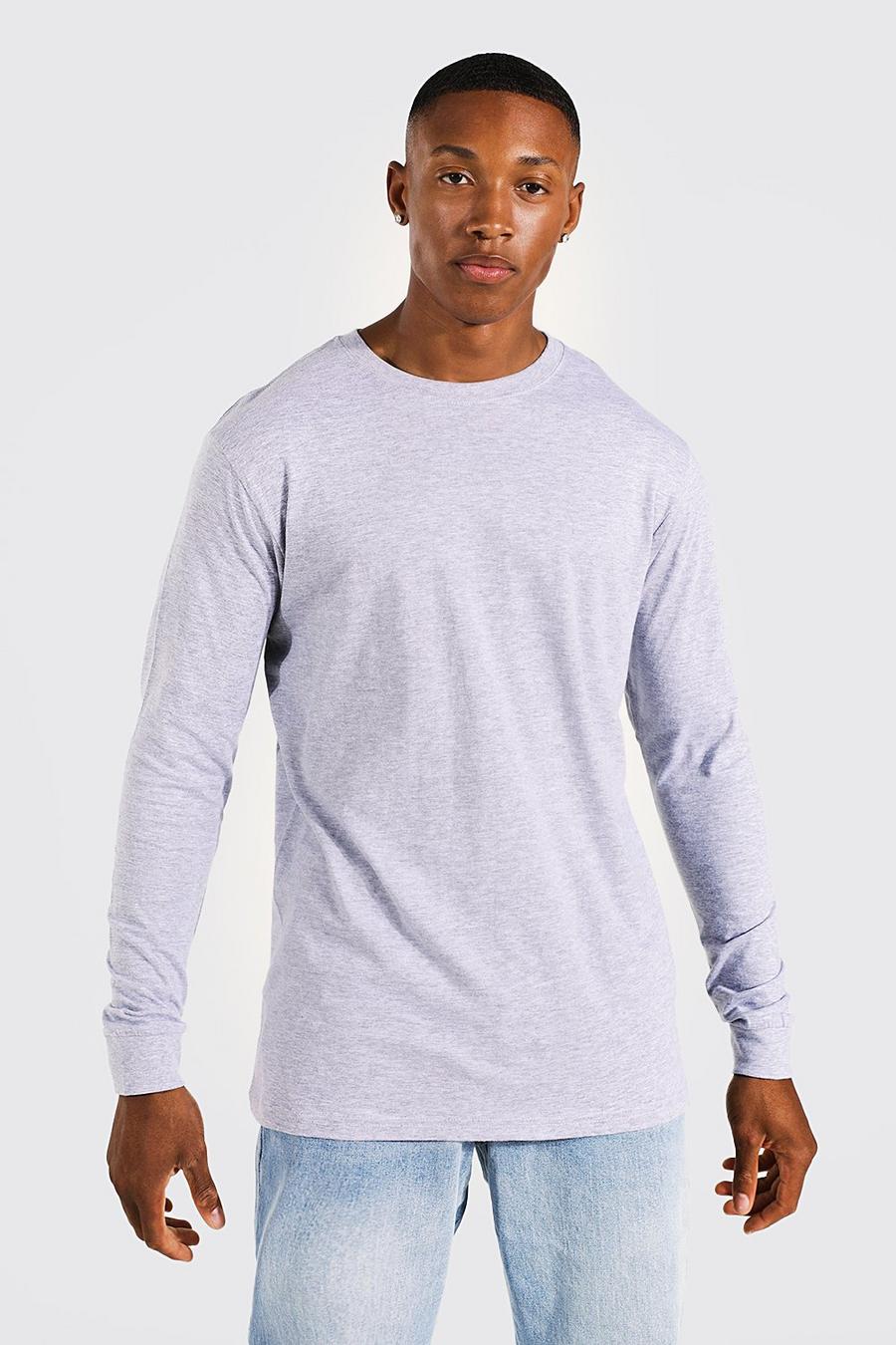 Grey marl Basic Långärmad t-shirt image number 1