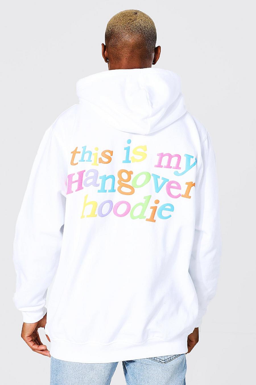 Hoodie in Übergröße mit „Hangover“-Print, Weiß image number 1