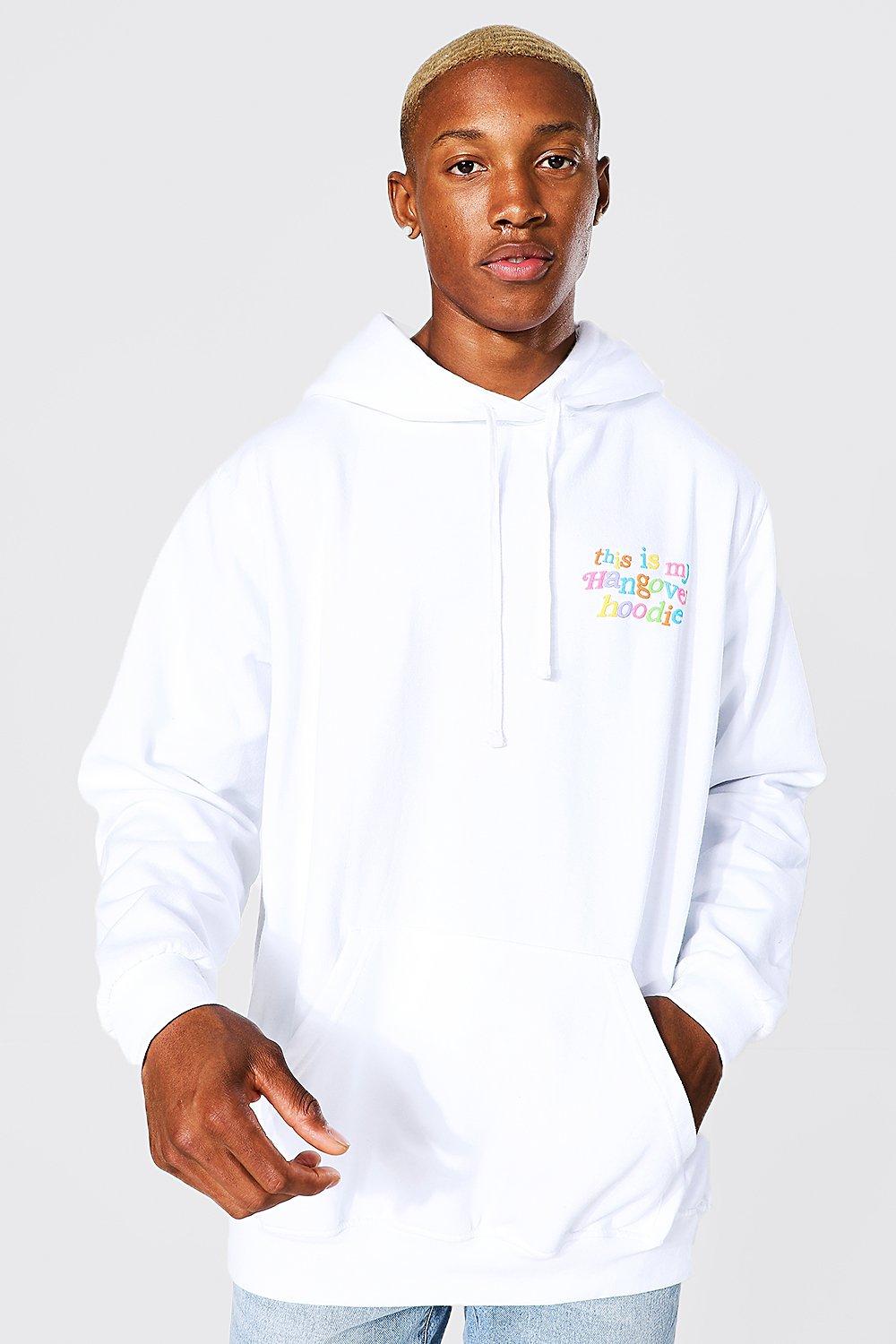 Boohoo man white outlet hoodie