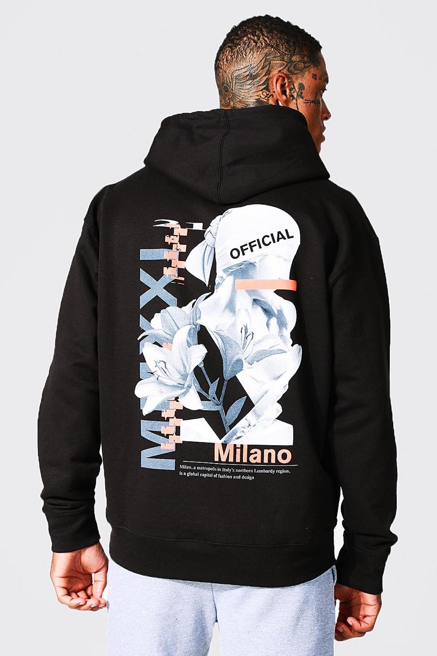 Black Oversized Statue Graphic Hoodie image number 1