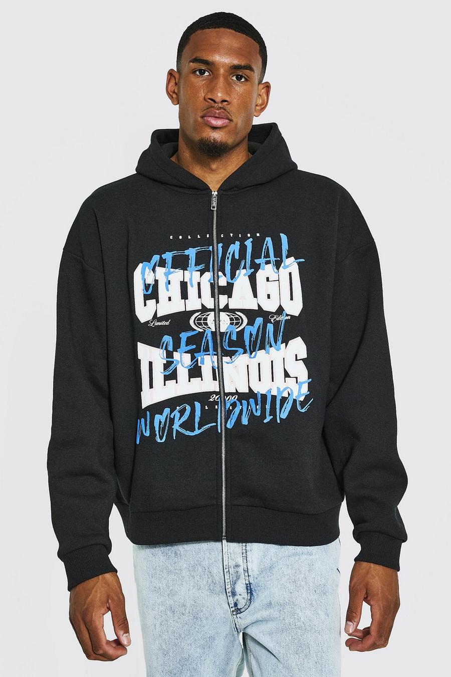 Chocolate Tall - Chicago Hoodie med dragkedja image number 1