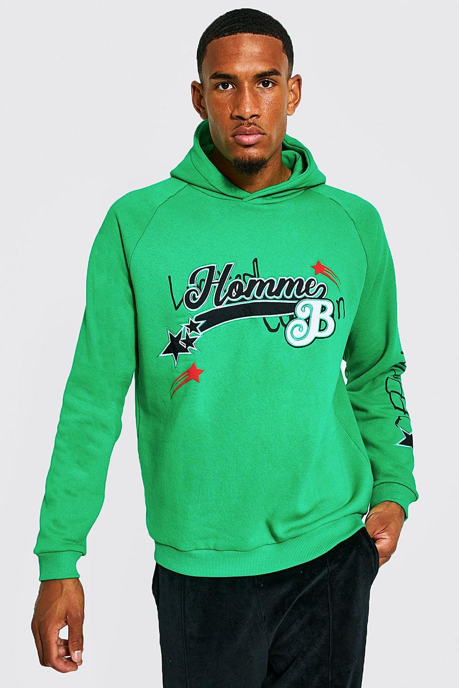 Green Tall - Hoodie med graffititryck image number 1