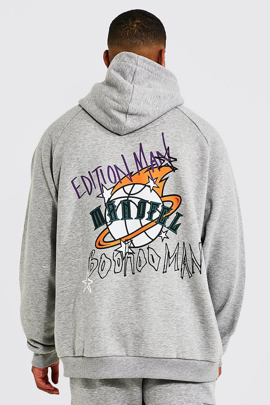Tall Basketball Graffiti Hoodie mit Applique, Grey marl image number 1