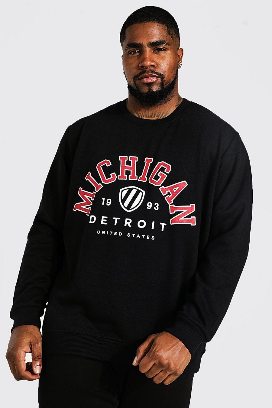 Black Plus Michigan Varsity Print Sweatshirt image number 1