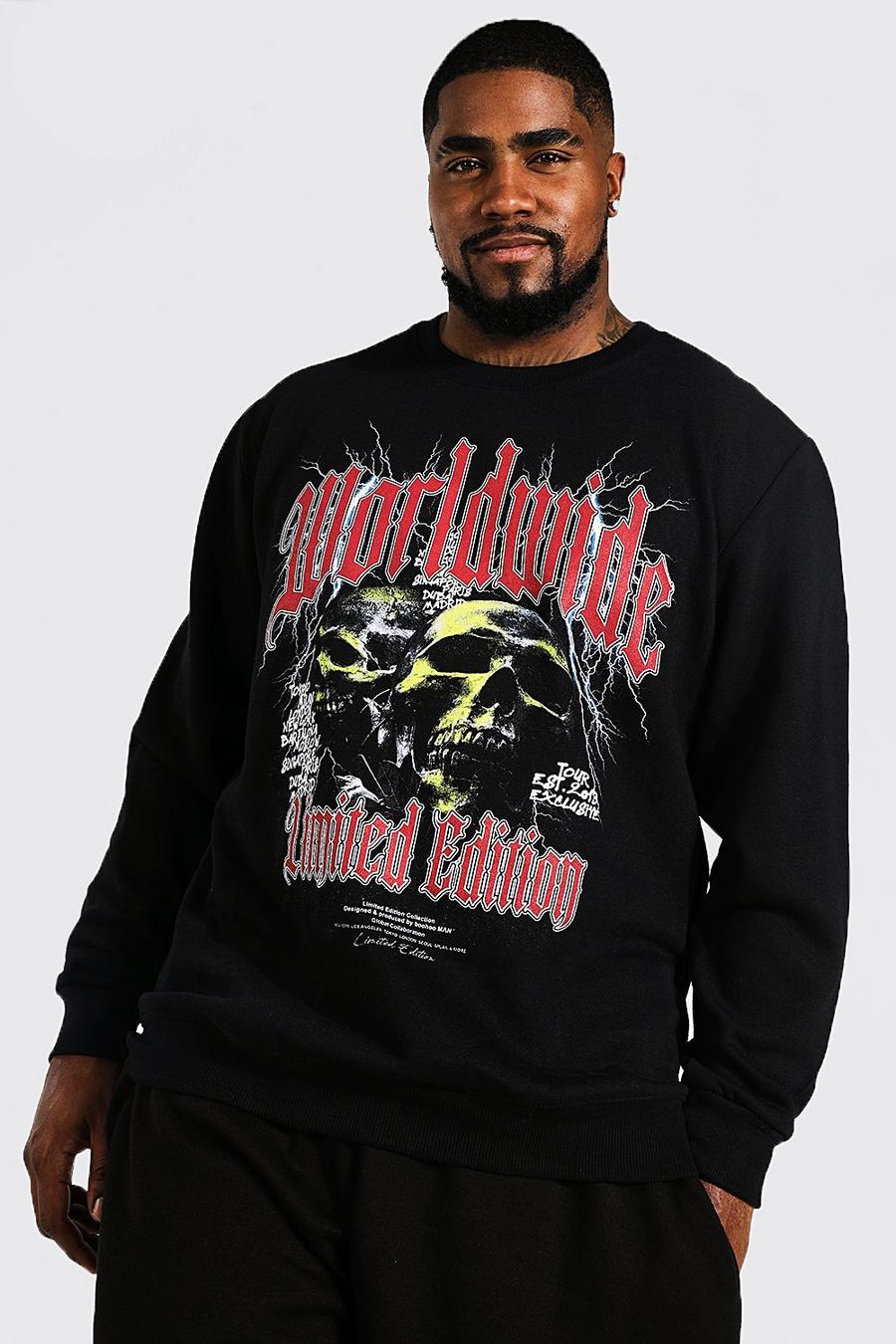 Black Plus Skull Band Print Sweatshirt image number 1