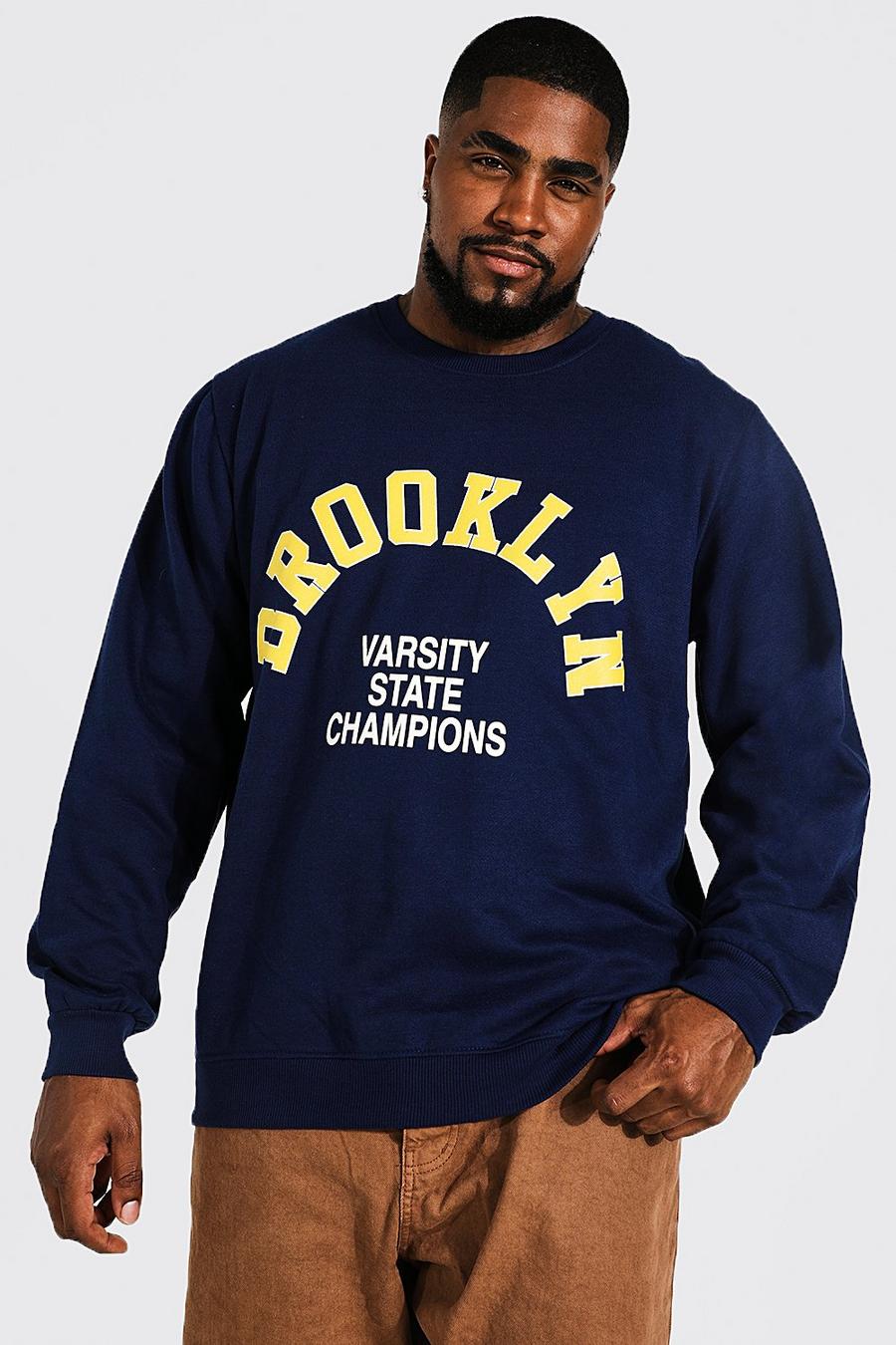 Navy Plus Brooklyn Varsity Print Sweatshirt image number 1