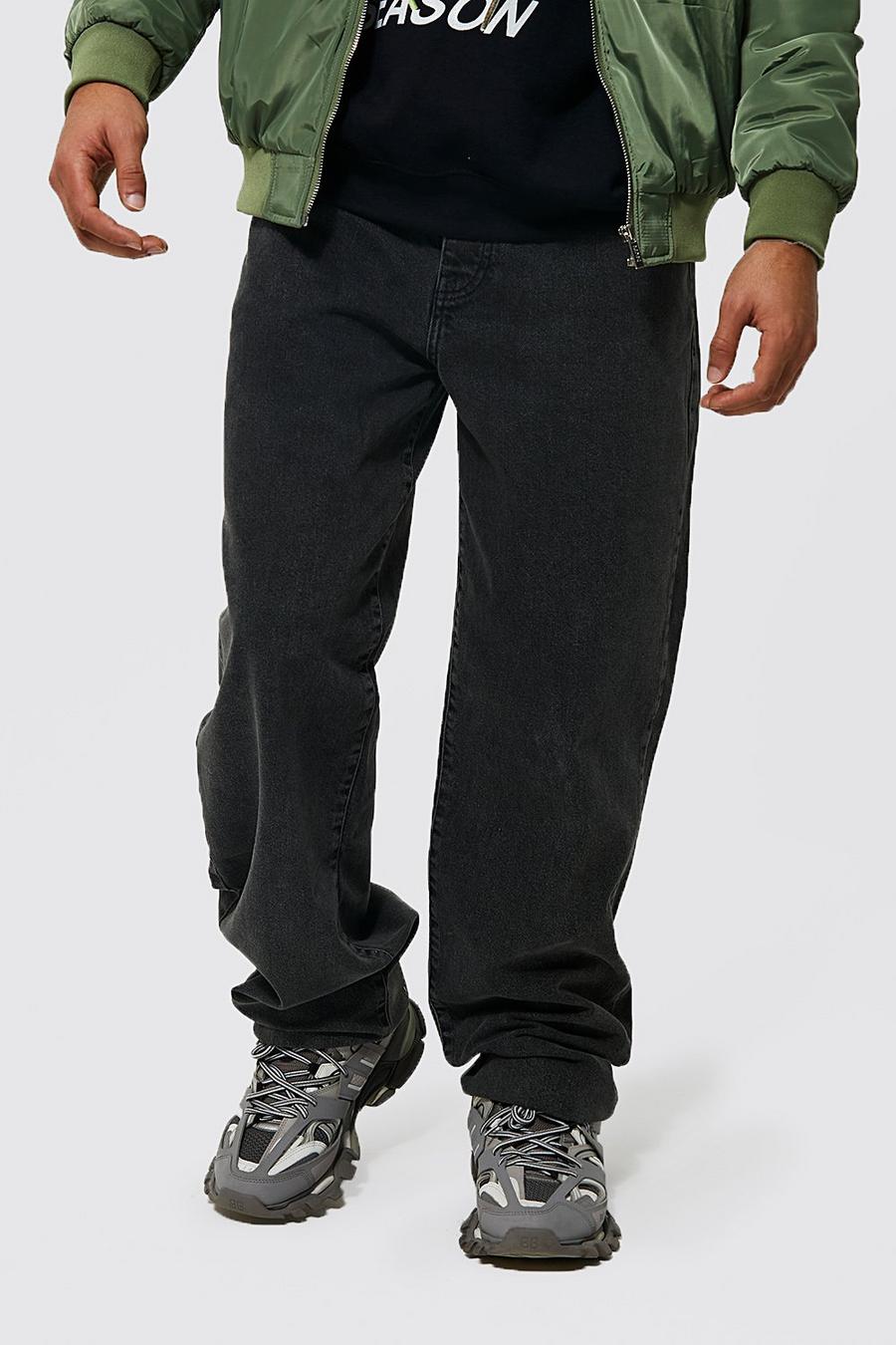Charcoal Relaxed Fit Rigid Baggy Jeans image number 1