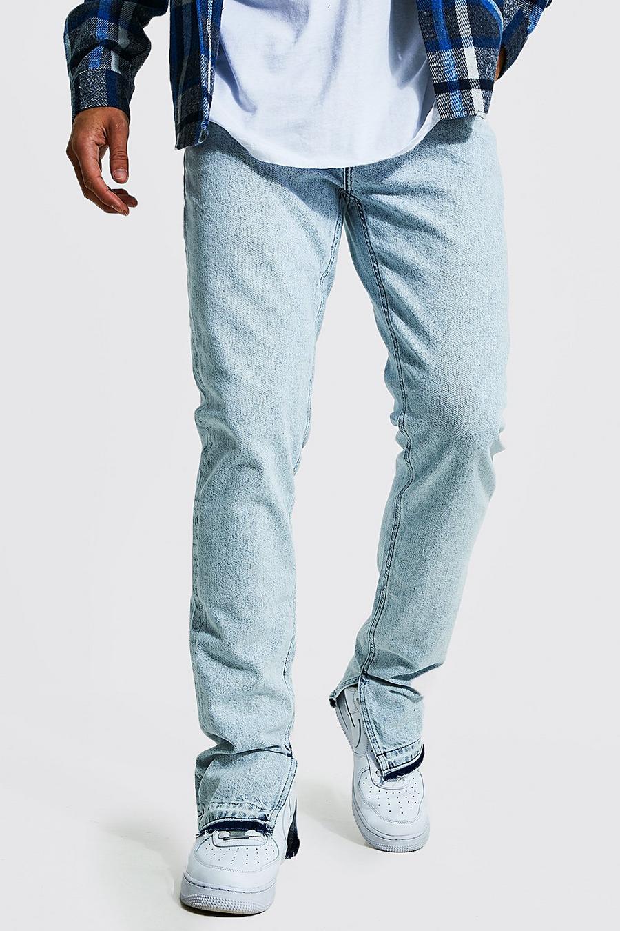 Ice blue Slitna jeans med hög midja och slitsar image number 1