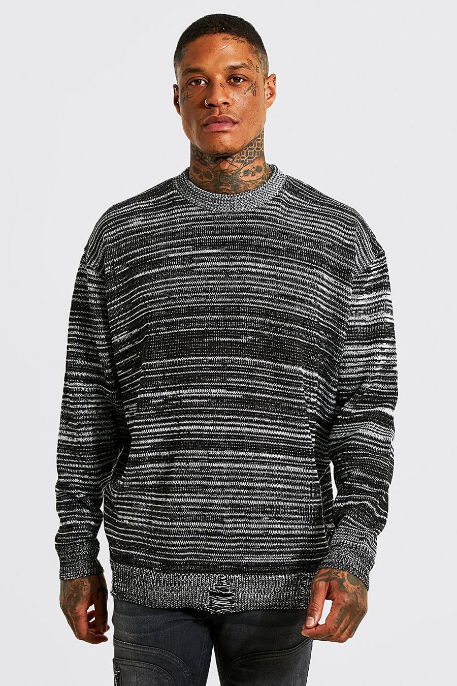 Zerrissener Oversize Pullover mit Twist, Grey image number 1