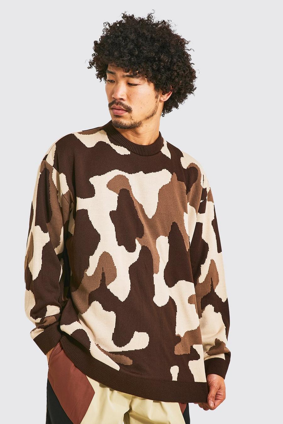Oversize Camouflage Pullover, Brown image number 1