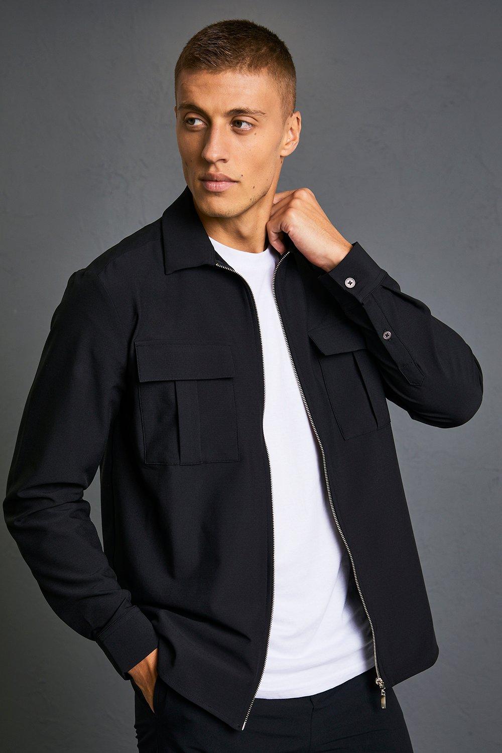 Zip Through 4 Way Stretch Cargo Overshirt