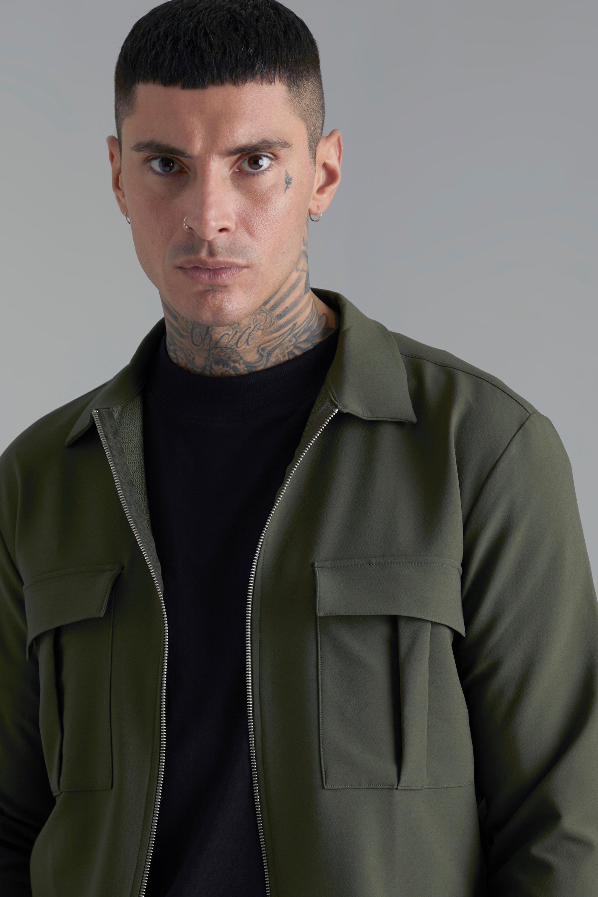 Zip Through 4 Way Stretch Cargo Overshirt