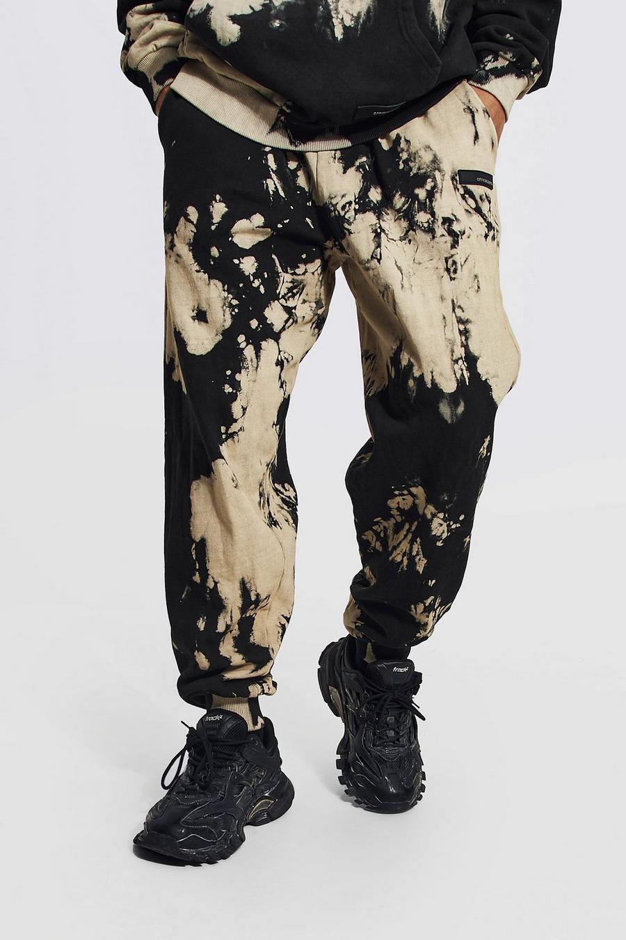 Pantaloni tuta oversize Official Man in fantasia tie dye, Black image number 1