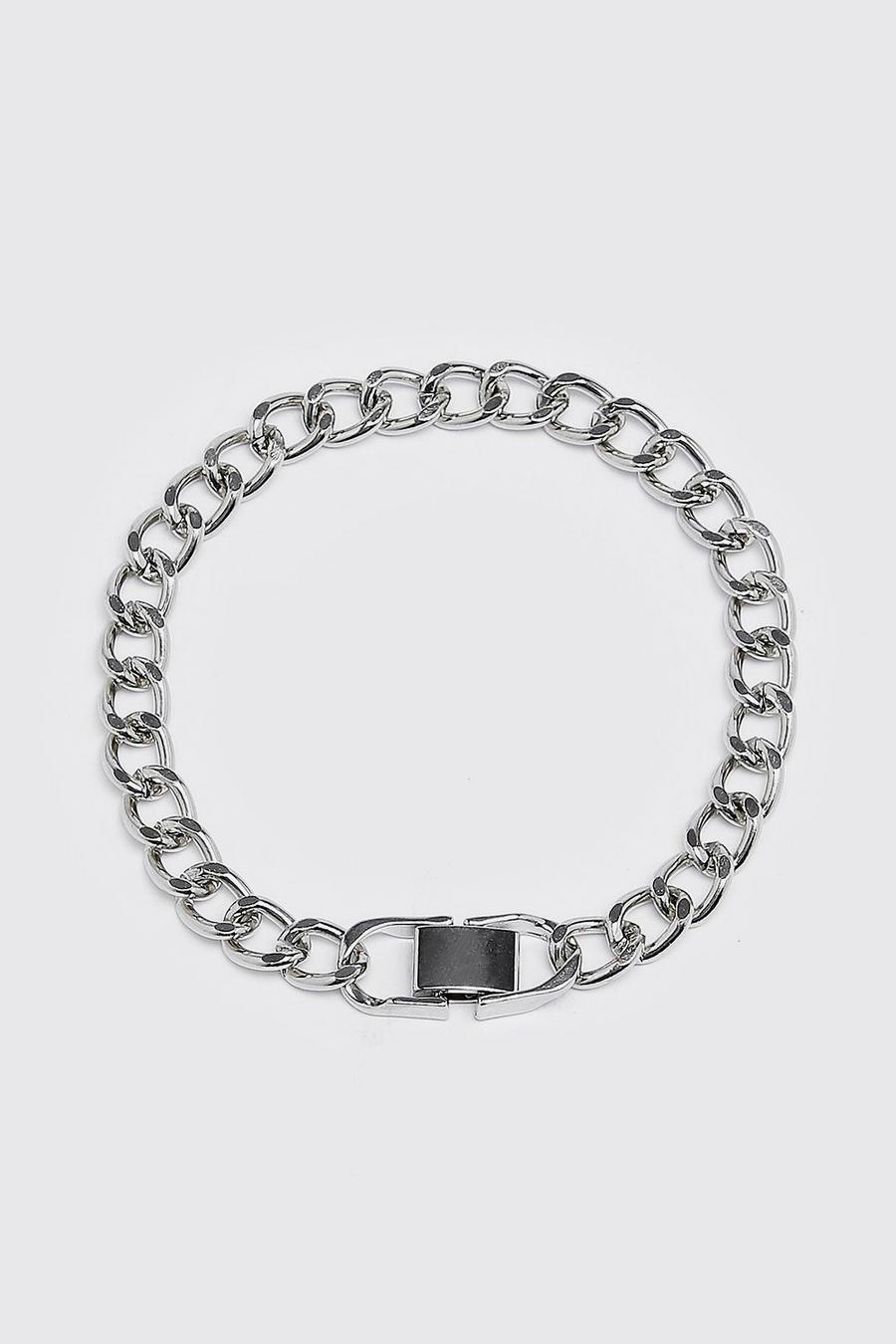 Silver Chunky Clasp Chain Bracelet image number 1