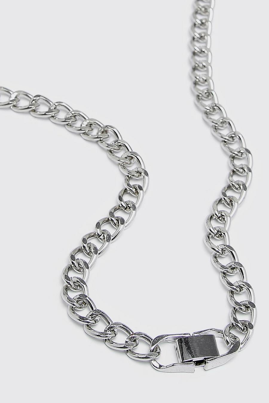 Silver Chunky Clasp Chain Necklace image number 1