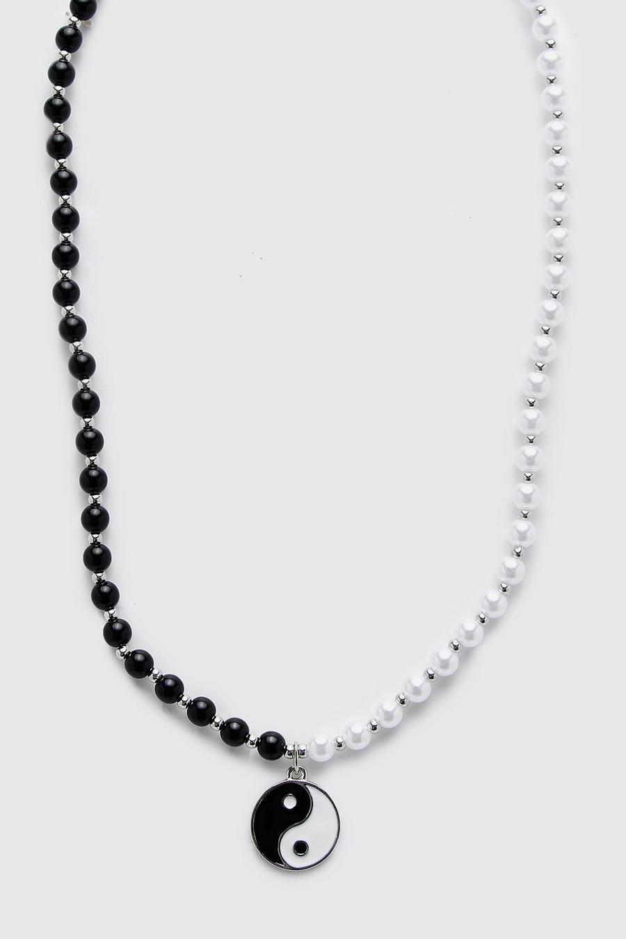 Black svart Pearl Pendant Yin & Yang Necklace image number 1