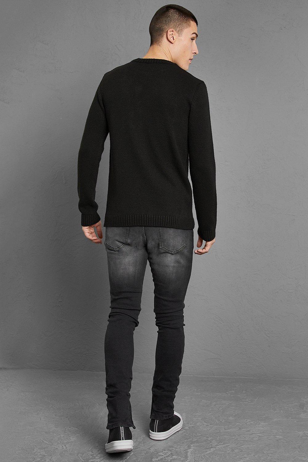 DTT slim fit extreme rip jeans in washed black, ASOS