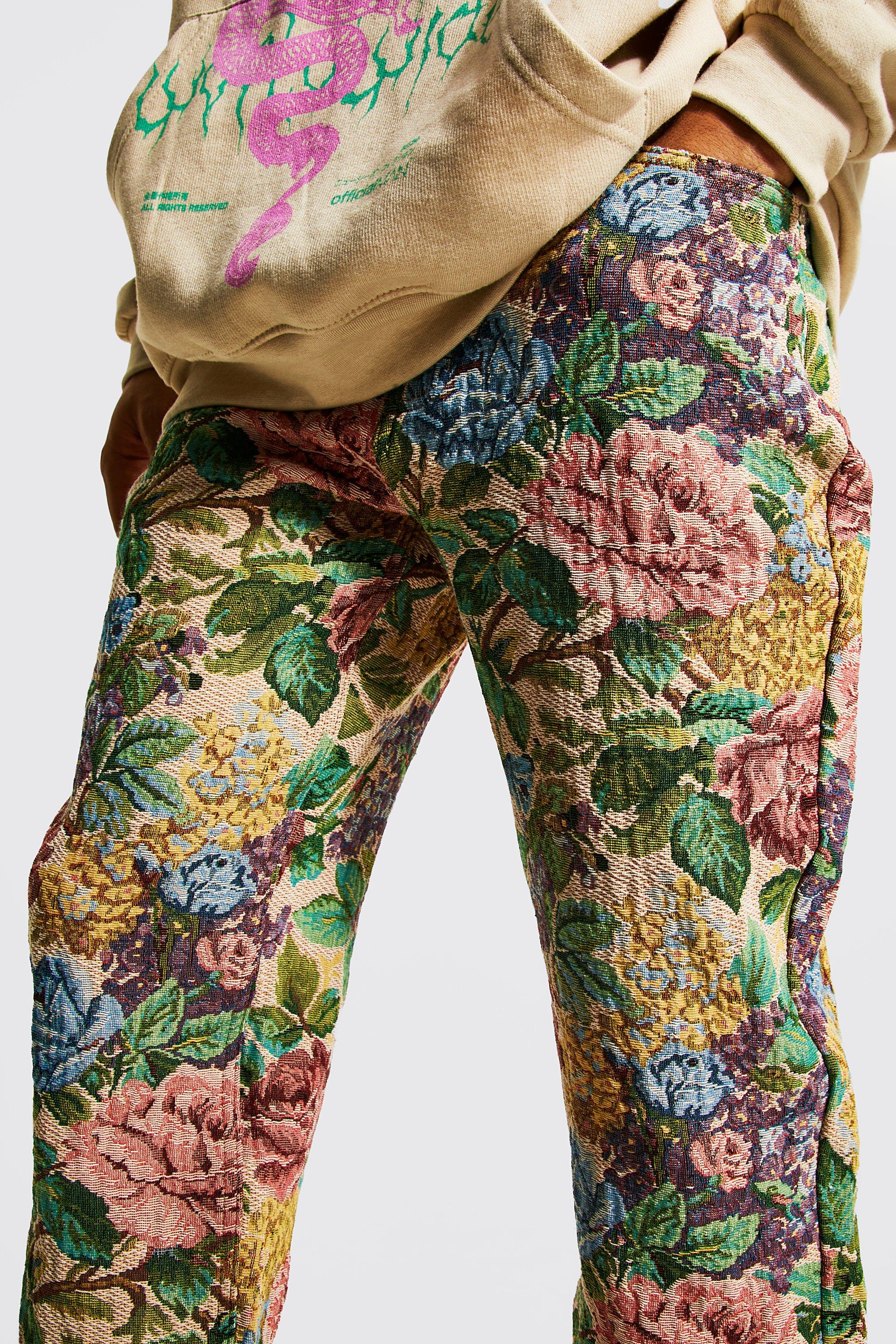 Relaxed Fit Floral Tapestry Jeans