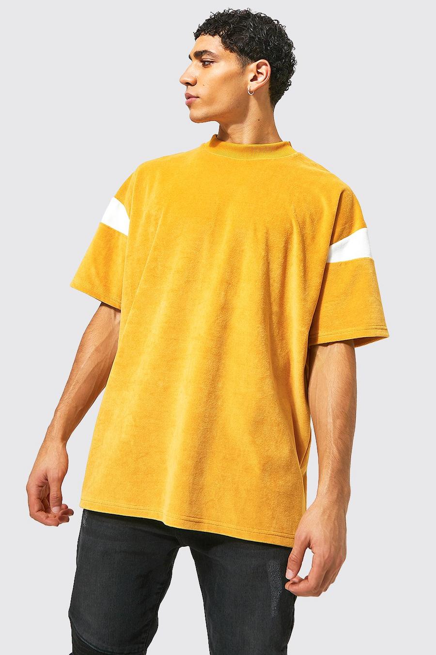 Slim-Fit Velour T-Shirt, Gold image number 1