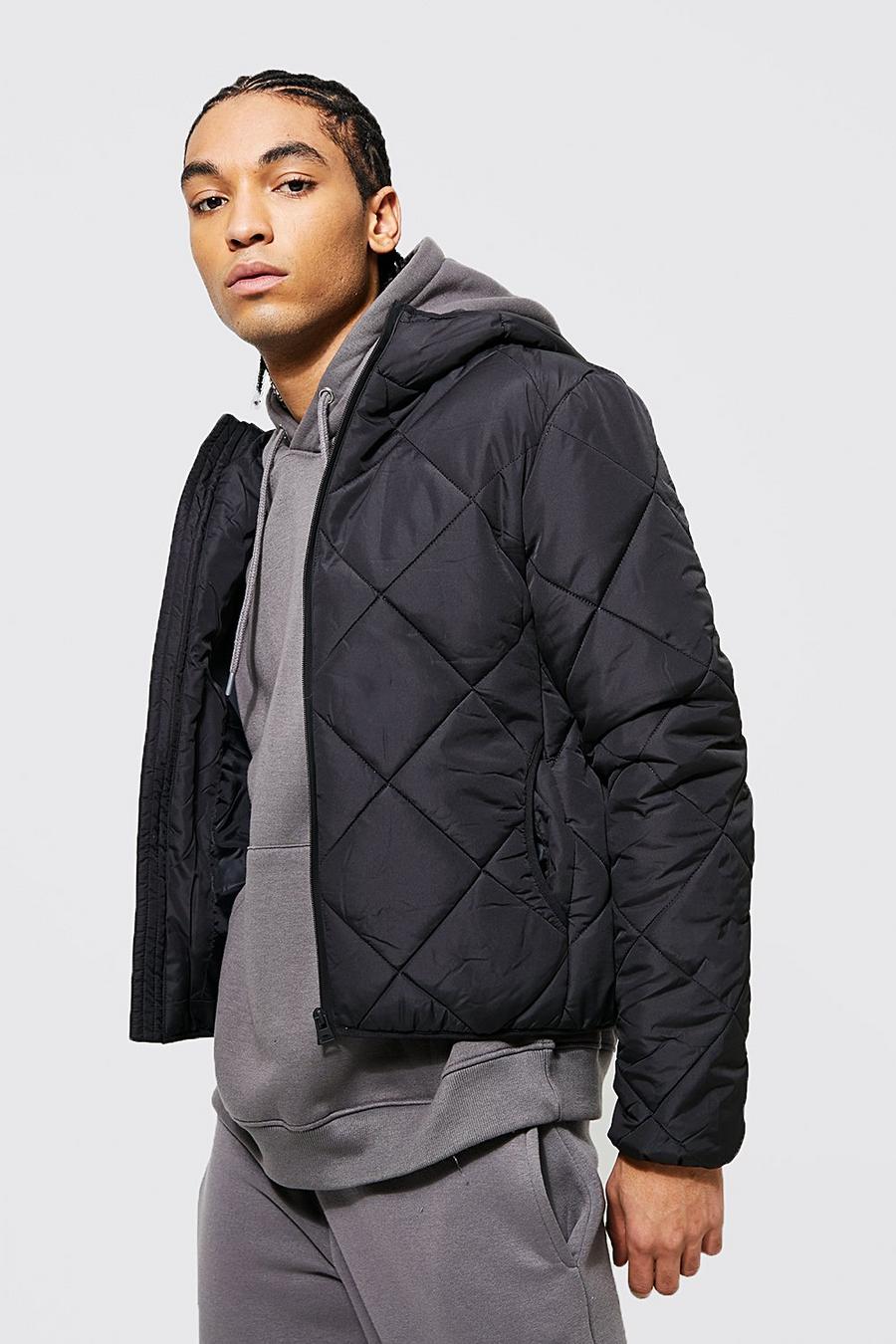 Black Diamond Quilted Hooded Puffer
