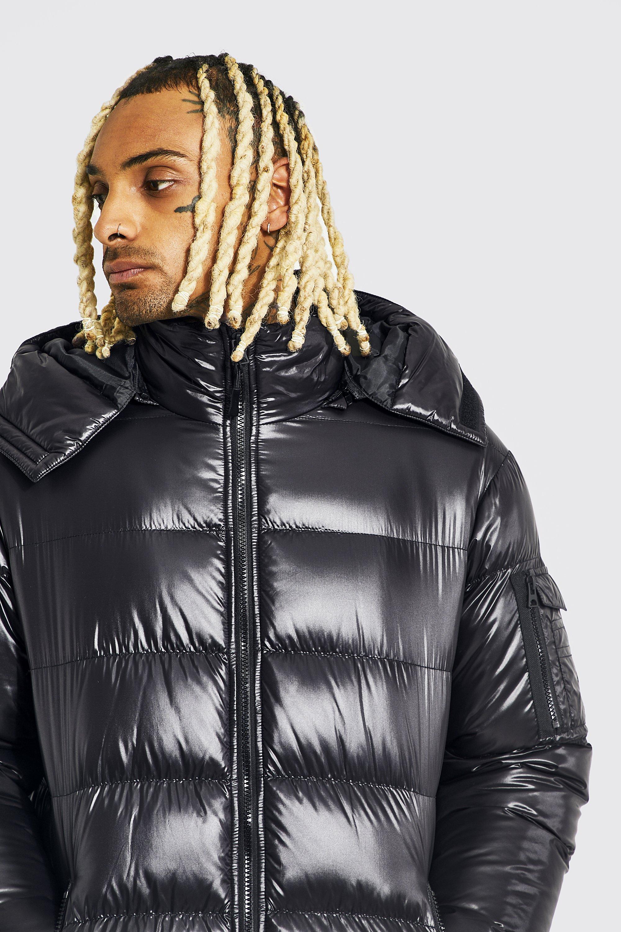 High Shine Panel Puffer Jacket