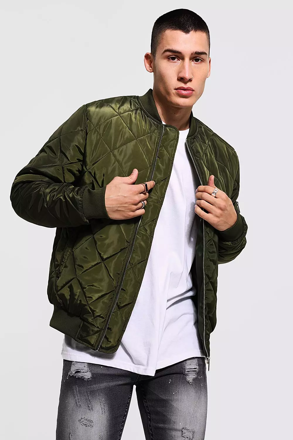 Mens quilted bomber on sale jacket