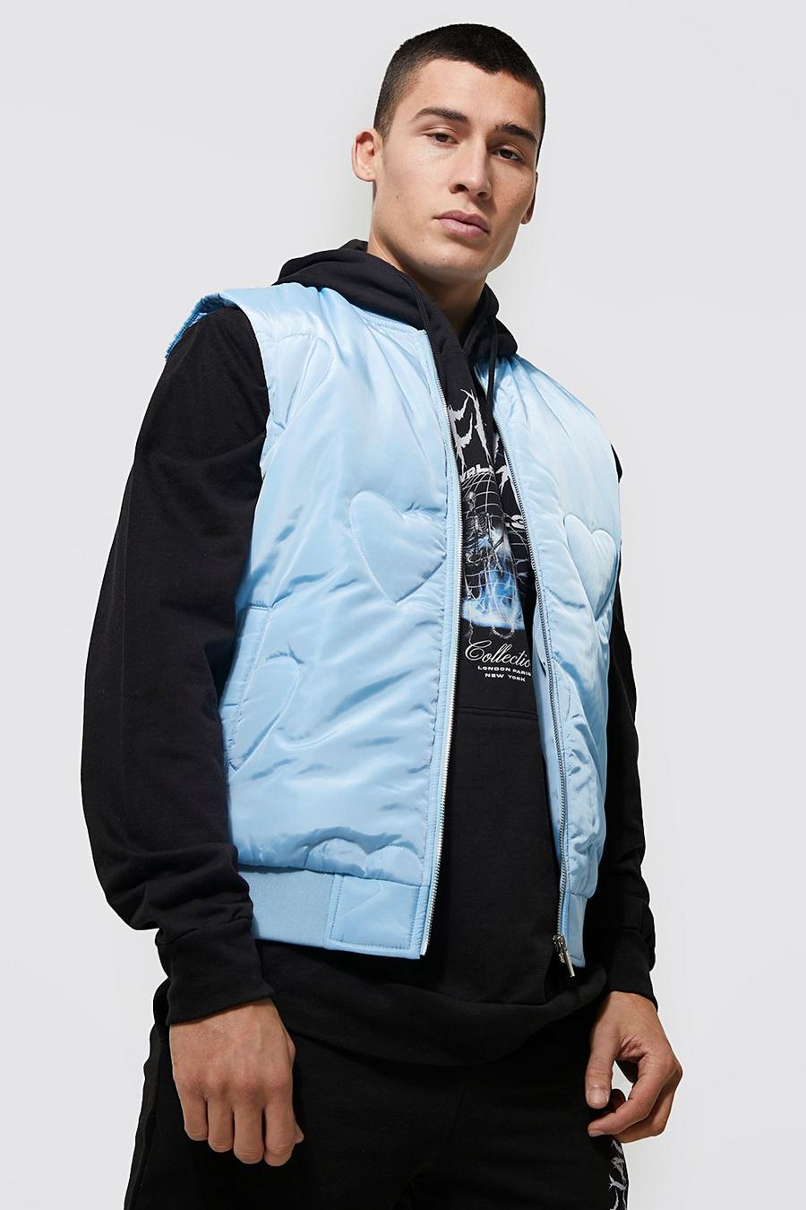 Light blue Quilted Heart Gilet