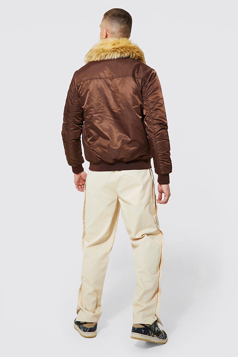 LINED CARGO PANTS - Mink brown