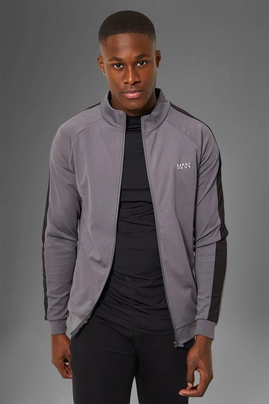 Charcoal gris Man Active Gym Tape Detail Track Jacket